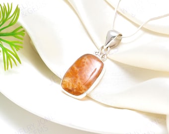 Scenic Dendritic Agate 925 Sterling Silver Handmade Neckless Jewelry Cushion Shape Pendant Necklace