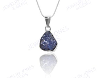 Raw Purple Tanzanite  925 Sterling Silver Handmade Pendant Neckless