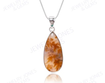 Dendritic Agate Silver Pendant 925 Sterling Silver Pendant Handmade Pendant Pendant Necklace Agate Jewelry Gift for Her