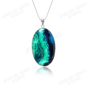 Handmade Azurite Pendant: 925 Sterling Silver Gemstone Jewelry