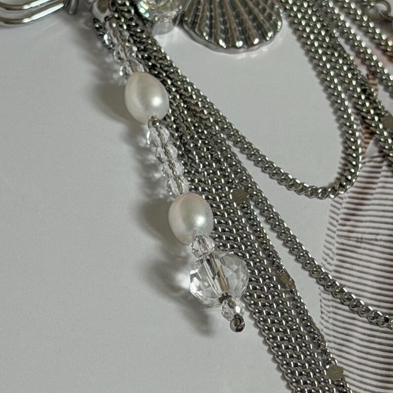 Pearl Chain Jeans Pin - Y2K Layered Silver Brooch - Etsy