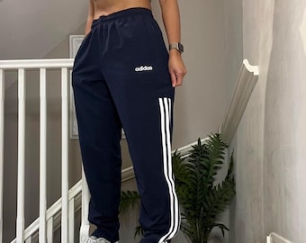 Y2K Adidas Baggy Fit Tapered Leg Windbreaker Trouser Track Pants