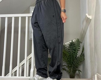 Y2K Deadstock Pinstripe Wide Leg Low Waist Pants - 2000s Black