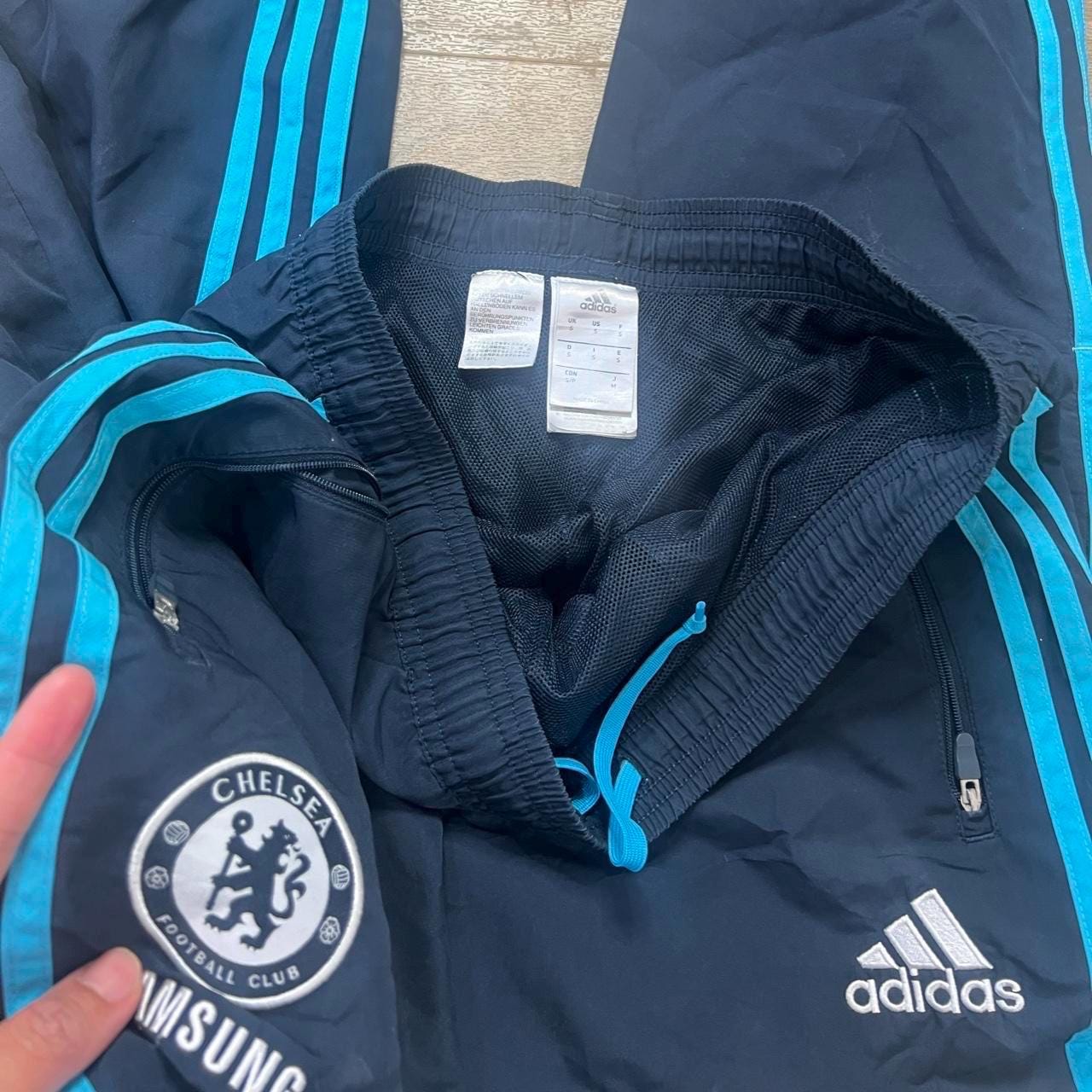 Y2K Adidas X Chelsea FC Windbreaker Track Pants: Cuffed Leg