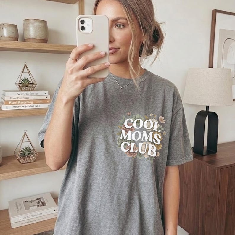 Cool Moms Club Shirt Trendy Mom Shirt Comfort Colors Tee Cute Mom Gift Mothers Day Shirt Floral Mom Shirt Grey