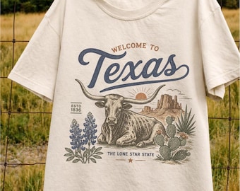 Texas Longhorn Graphic Tee, Vintage Texas Shirt, Western Cowboy T-Shirt, Lone Star State Tee, Southern Country Travel Gift