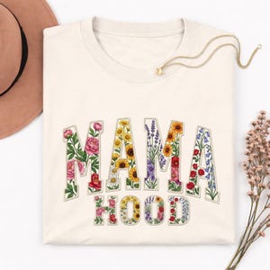 Mama Hood-skjorta, blommig lapptäcke i komfortfärger, present i vintagestil