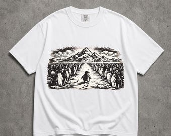 Penguin Mountain Shirt, Vintage Penguin Tee, Nature Graphic T-Shirt
