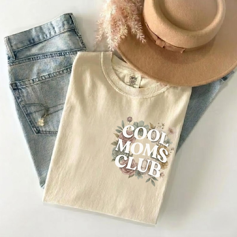 Cool Moms Club Shirt Trendy Mom Shirt Comfort Colors Tee Cute Mom Gift Mothers Day Shirt Floral Mom Shirt image 1