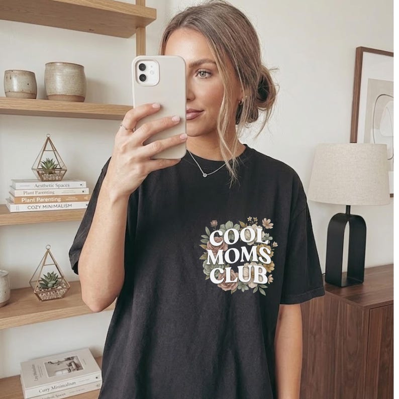 Cool Moms Club Shirt Trendy Mom Shirt Comfort Colors Tee Cute Mom Gift Mothers Day Shirt Floral Mom Shirt Black