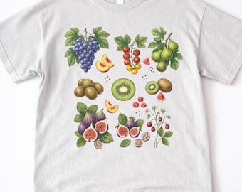 Fruit Botanical Tshirt, Vintage Fruit Shirt, Cottagecore Aesthetic Tee, Nature Illustration Tshirt Comfort Colors
