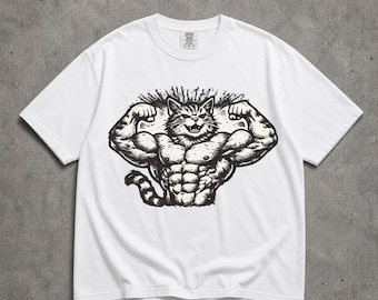 Funny Cat Lover Shirt, Muscle Cat Tee, Cute Cat Graphic Tee