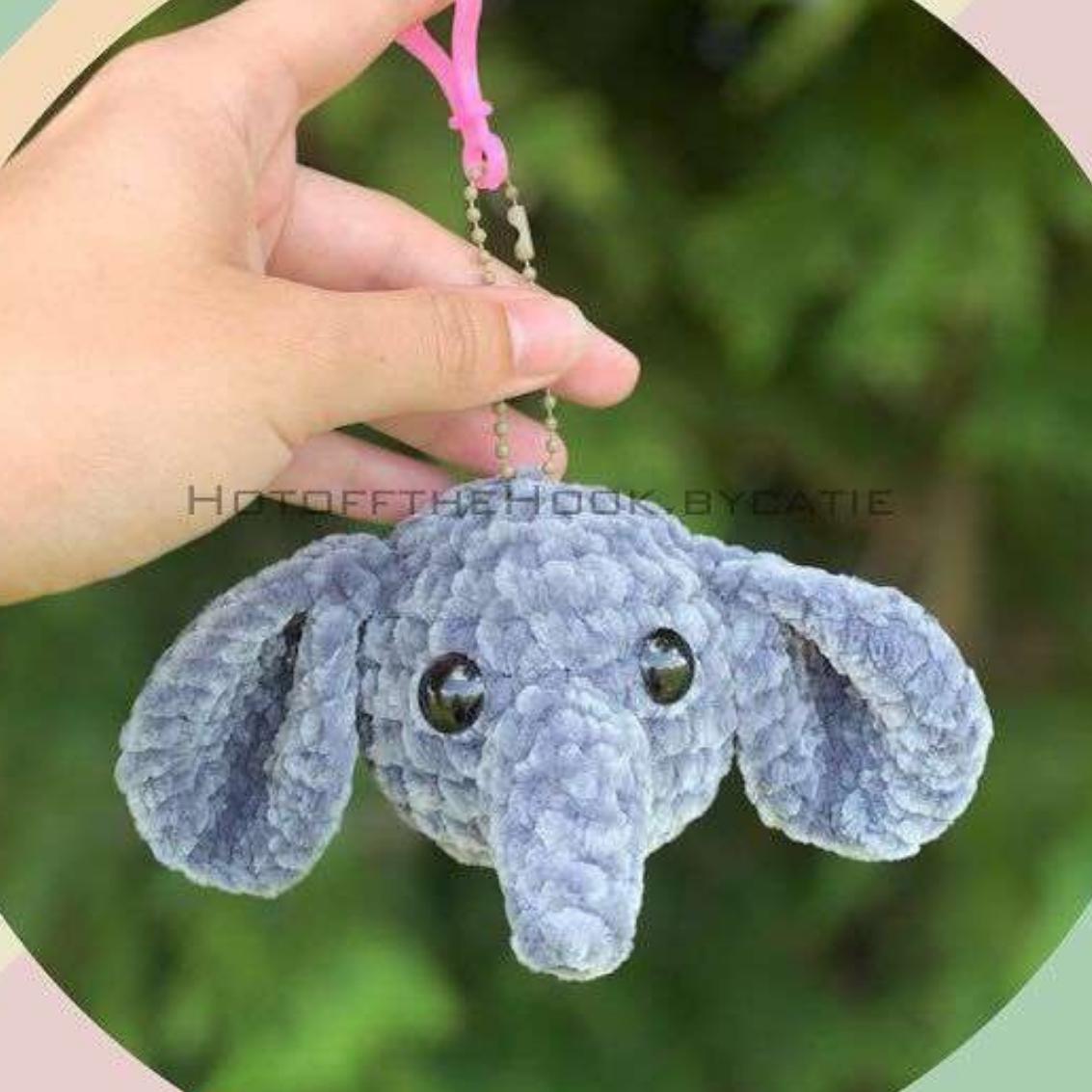Blue Elephant Keychain Crochet Pattern - Cute Amigurumi PDF DIY Craft Tutorial Gift Idea