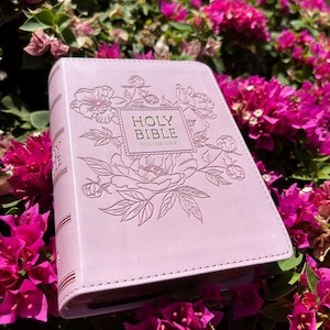 Pink Bible KJV Small Pink Tabbed Bible – Large Print with Red Letter Text