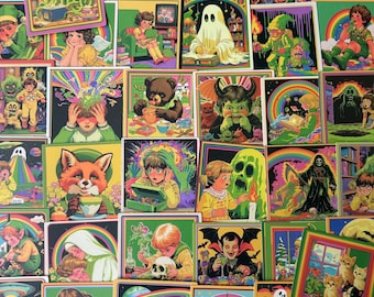 Retro Psychedelic Cartoon Sticker Pack, Waterproof Vinyl Stickers