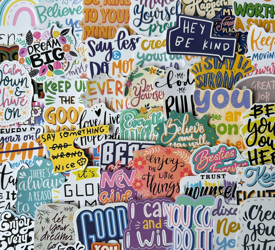 Inspirational Quote Sticker Pack, Waterproof Vinyl Decals - Etsy