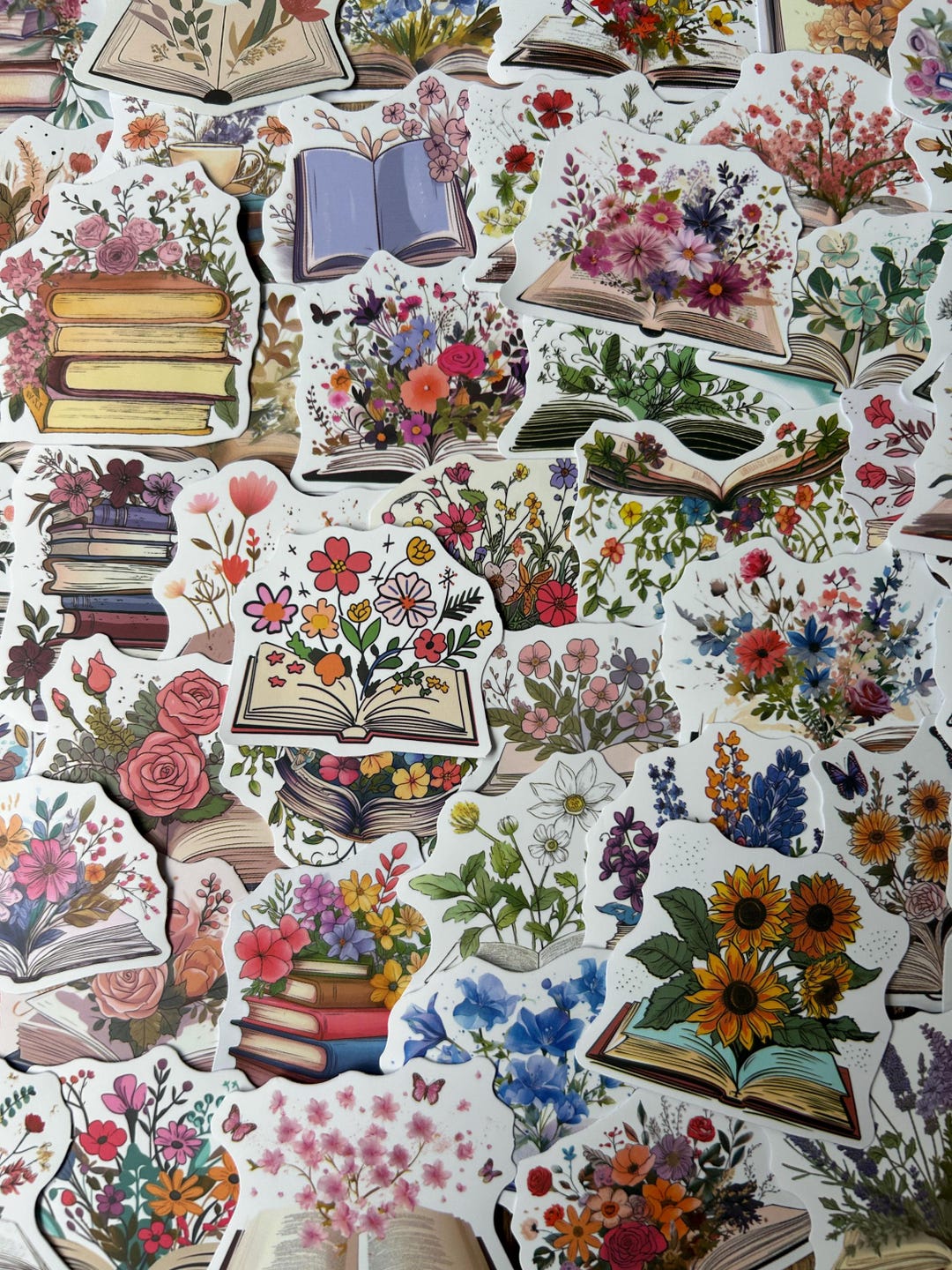 Flower Book Stickers, Waterproof Vinyl Decal Pack - Etsy