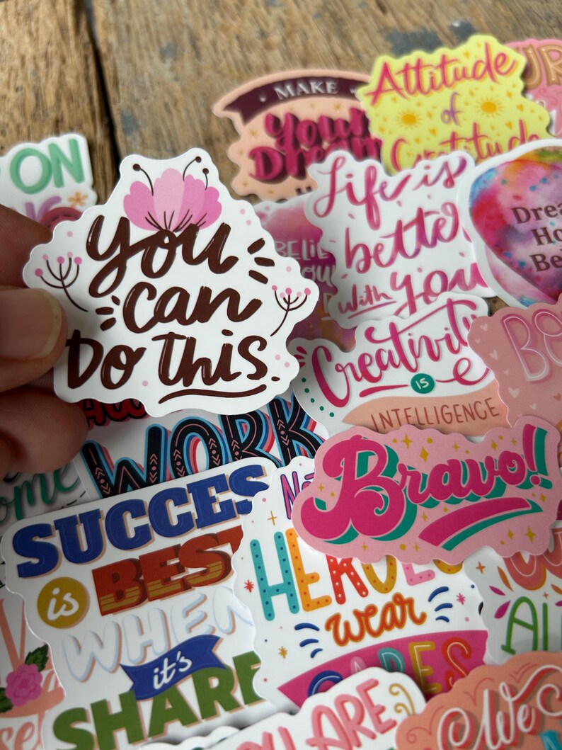 Inspirational Text Stickers, Waterproof Vinyl Decals, Laptop and Water ...