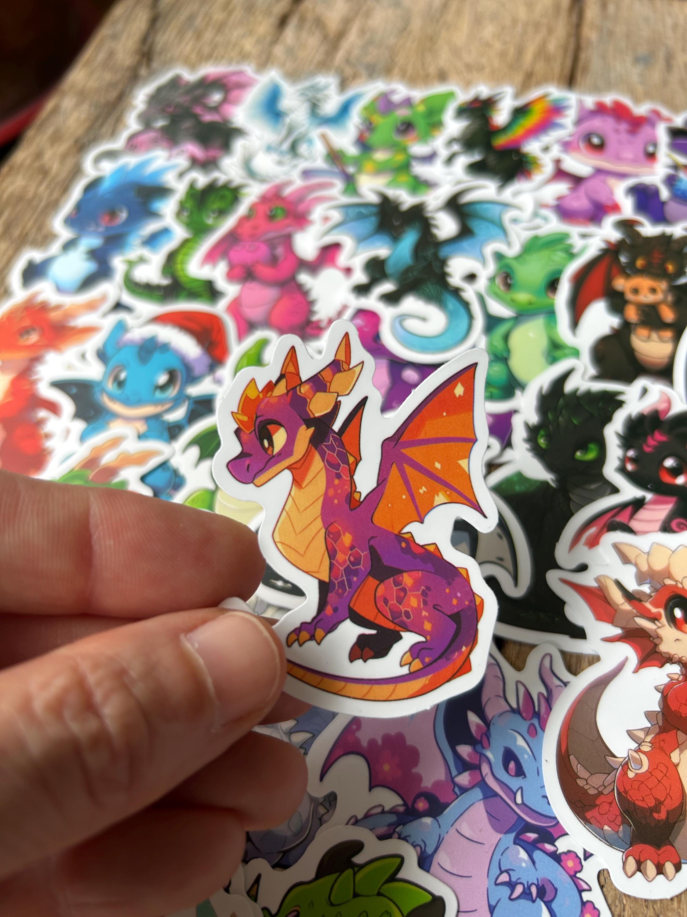 Dragon Fill Sticker Cute Dragon Sticker Pack, Waterproof Vinyl Decals (10-50 Pcs) - Etsy