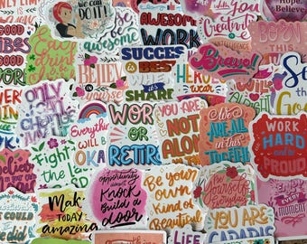 Inspirational Text Stickers, Waterproof Vinyl Decals, Laptop and Water Bottle Stickers