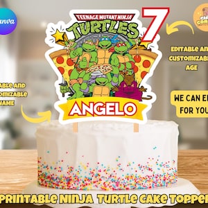 Ninja Turtles Custom Birthday Cake Topper, Editable and Printable Ninja Turtle Cupcake Topper, Ninja Turtle Birthday Party Decor, TMNT Party