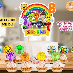 Sprunki Custom Birthday Cake and Cupcake Topper Bundle, Editable and Printable Sprunki Cake and Cupcake Topper, Sprunki Birthday Party Decor