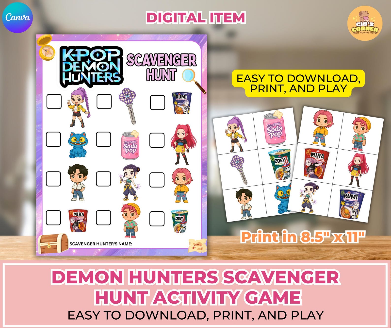 KPOP Demon Hunter Scavenger Hunt Printable Game, Huntrix Birthday ...