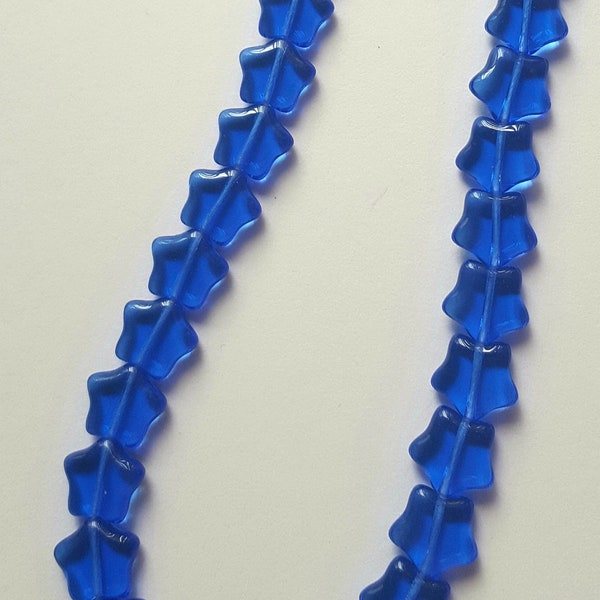 Royal Blue Glass Star Beads - Set of 40