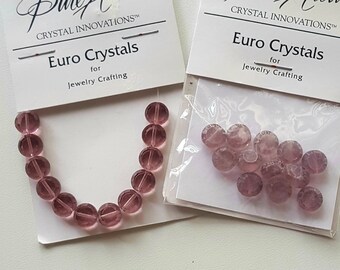 Mauve Euro Crystals Glass Beads - Set of 2 Packages