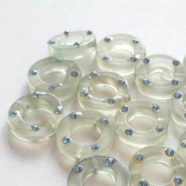 Pale Blue Green Lucite Beads - Set of 18