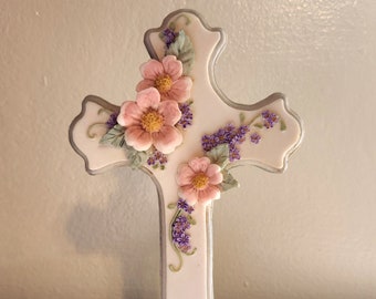 Vintage Floral Cross - 1990s