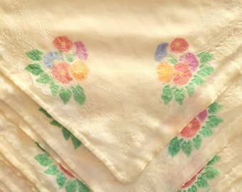 Vintage Floral Cloth Napkins - Set of 6 - 1950s