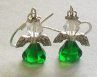 May Birthstone Angel Earrings