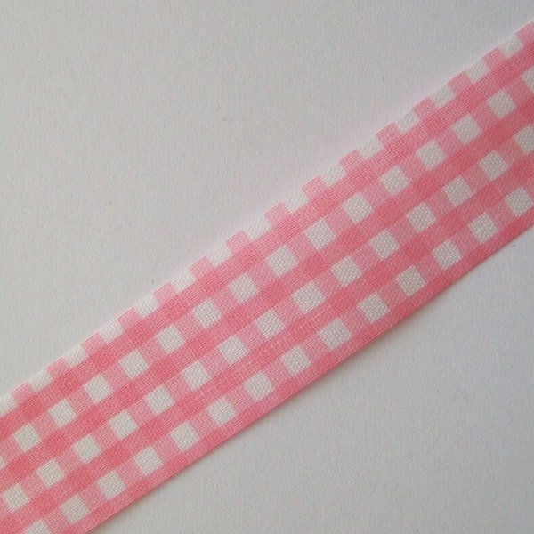 Vintage Ribbon - 7 YARDS - Pink and White Gingham - Offray Ribbon