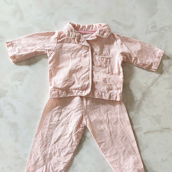 Doll Pink and White Candy Stripe PJ Set - 18" Doll