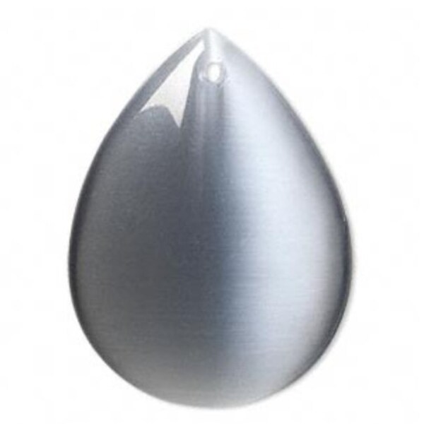 Glass Cat's Eye Teardrop - Grey - 40mm