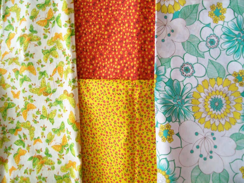60s Assorted Calico REMNANTS Vintage Fabric Destash