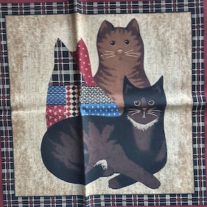 Vintage Fabric - Calico Cats Pillow Panels - DIY