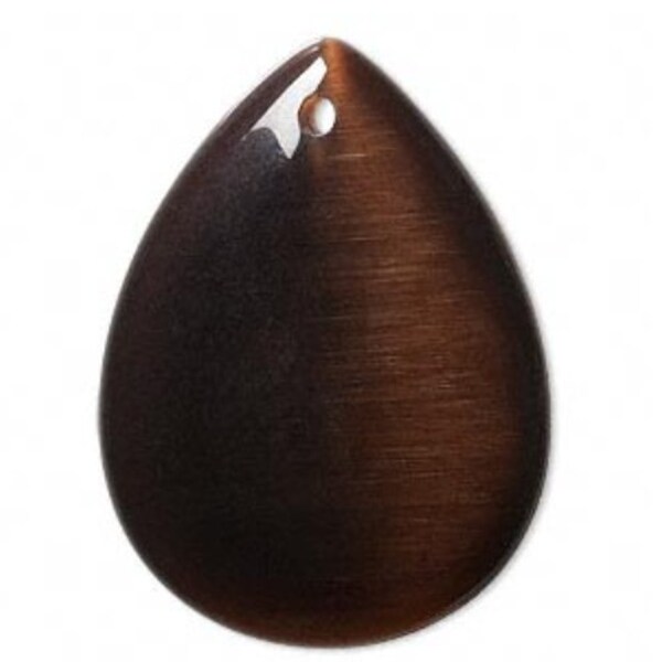 Glass Cat's Eye Teardrop - Cocoa Brown - 40mm