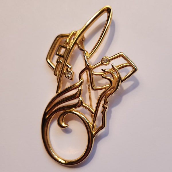 Vintage Glamour Girl Silhouette brooch - 1980s