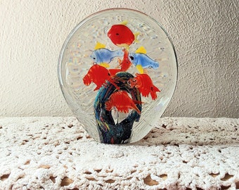 Vintage Glass Fish Paperweight