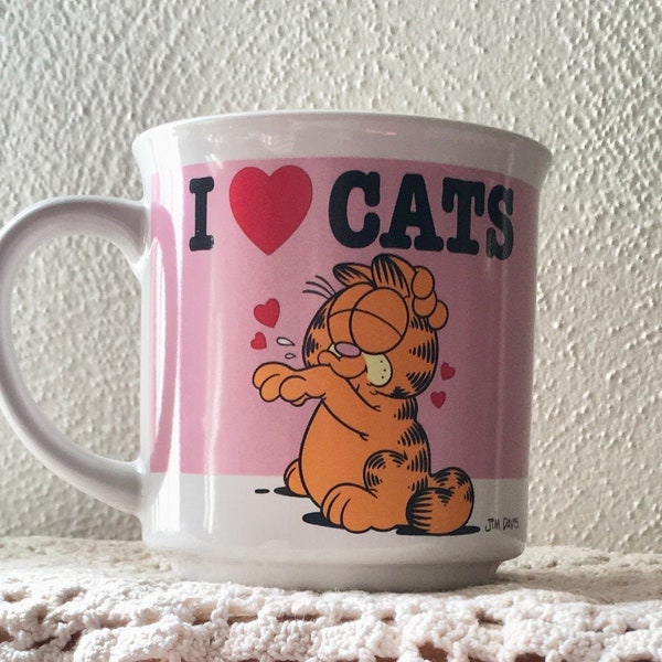 Vintage Garfield I Love Cats Mug - 1978