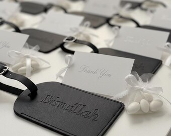 Bismillah Embossed Luggage Tags | Gifts Party Favors for Guests | for Nikah Henna Walima Wedding Engagement Bridal Shower Events | Set of 10