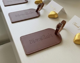 Bismillah Embossed Luggage Tags | Gifts Party Favors for Guests | for Nikah Henna Walima Wedding Engagement Bridal Shower Events | Set of 10