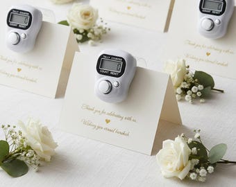 Custom White Tasbih/Dhikr Counters | Nikkah Wedding Engagement Bridal Shower Henna Hajj Umrah Islamic Event Favors with Personalized Cards