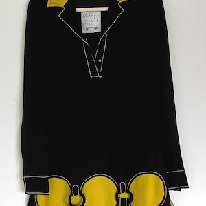 Vintage Moschino Mini Dress: 90s Mod Black & Yellow Statement (US 8 / IT 42)