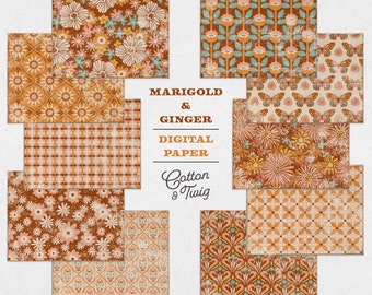 Marigold & Ginger Junk Journal Papers, Printable Papers, Collage Sheets, Scrapbooking, Tear Sheets, Vintage, Digital Download