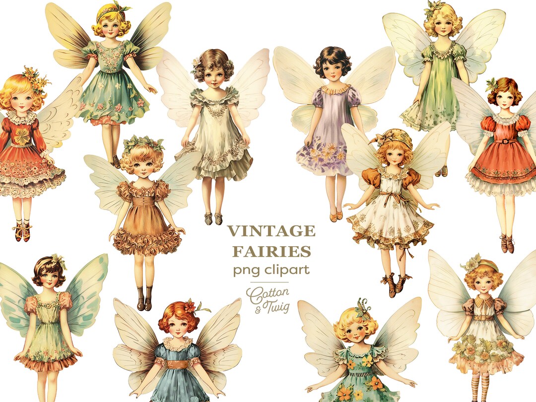 Vintage Fairies Clipart, Digital Download, PNG Files, Junk Journal ...