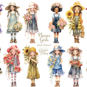 Flower Girl Clipart, Digital Download, PNG Files, Girls, Junk Journal, Scrapbooking, Card Making, Embellishments, Planner Graphics