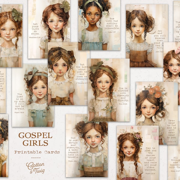 Gospel Girls Printable Scripture Cards, Tags, Christian, Bible Journaling, Scrapbooking, Digital Download